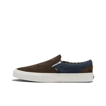 Vans Classic Slip On Pig Suede Shoes 'Plaid Brown Navy'