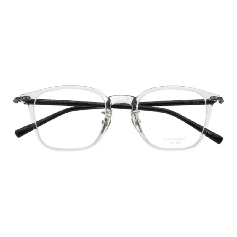 MASUNAGA Titanium Plate Frame Irregular Shape Eyeglass Frames Unisex Transparent Frame With Black Legs-2