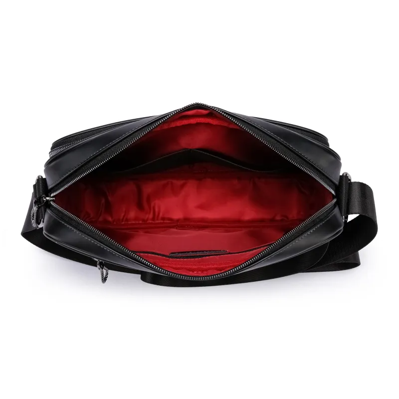 FAIRWHALE PU Crossbody Bag Messenger Bag Unisex Black Blue-6