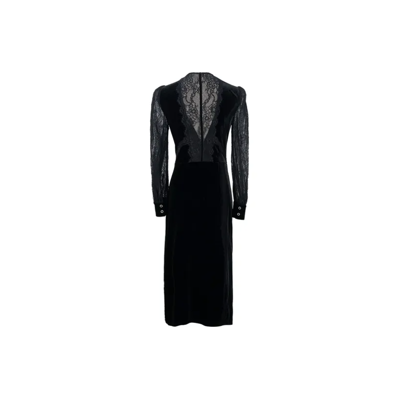 MISSSHINE Long Sleeved Dresses Women's Black-1