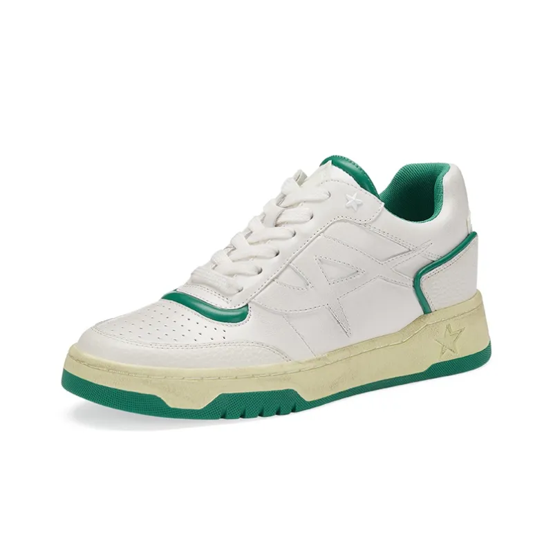 ASH BLAKE Collection Low Top Skateboard Shoes Unisex White Green-1