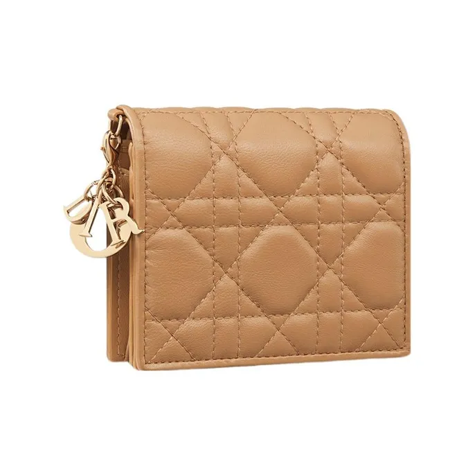 DIOR Sheepskin Wallet Mini Women's Brown-1
