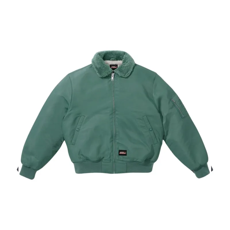 Supreme Dickies Fur Collar Bomber Jacket Green-5