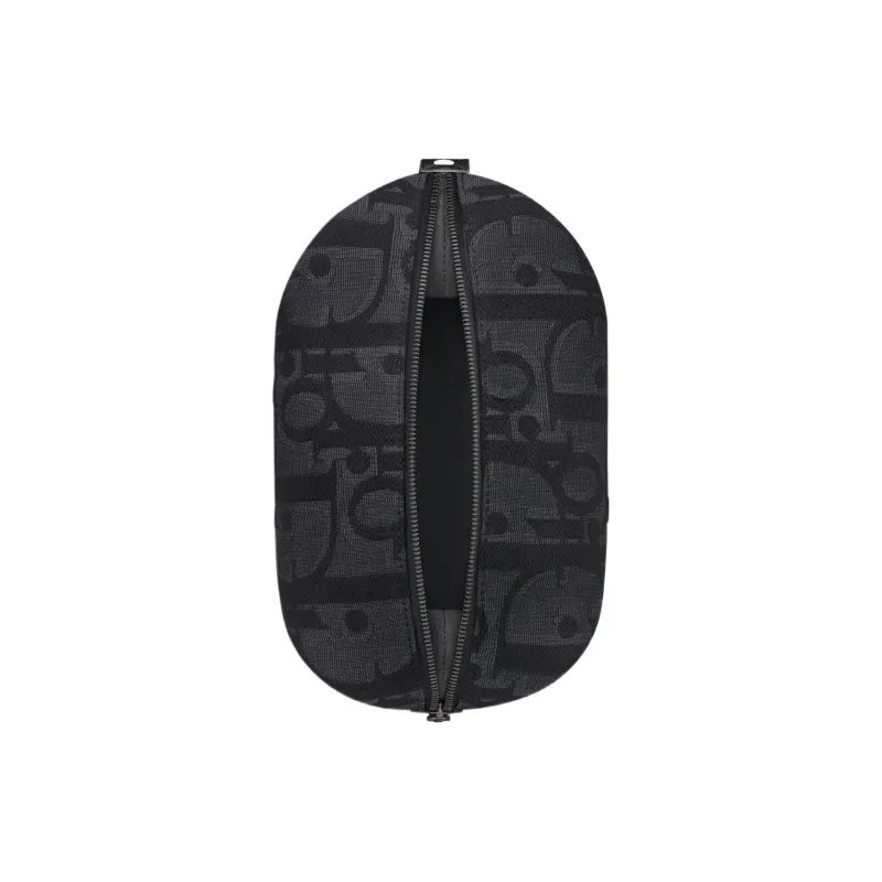 DIOR Extra Large Oblique Printed Fabric Toiletry Bag Regular Men's Black-3