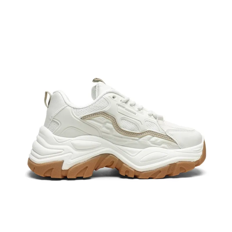 Mulinsen Low Top Chunky Sneakers 6cm Women's White Beige-1