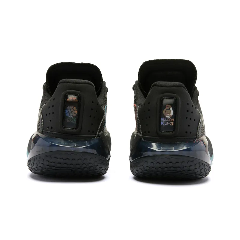 QIAODAN Sharp RISE Pixel Cushioning Anti Slip And Wear Resistant Low Top Basketball Shoes Men's Black Blue-3