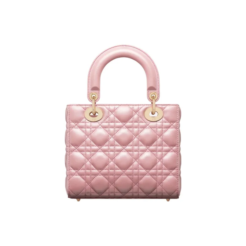 DIOR Lady Dior Pearlescent Lambskin Lady Dior Bag, Shoulder Bag, Crossbody Bag, Handbag Trumpets Women's Peach Pink-3
