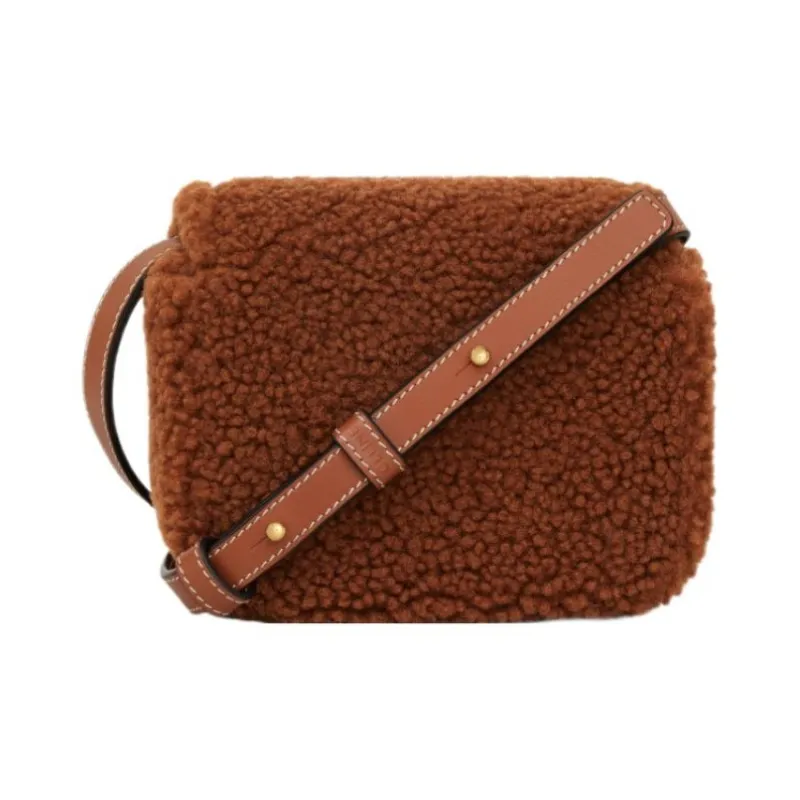 CELINE Triomphe Shearling With Calfskin Trim Shoulder Bag Crossbody Bag Mini Women's Fox Red-2