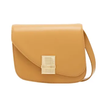 FERRAGAMO Zebra Print Calfskin Shoulder Bag, Crossbody Bag Trumpets Women's Light Camel