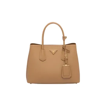 PRADA Double Leather Shoulder Bag Crossbody Bag Handbag Small Size Women's Caramel