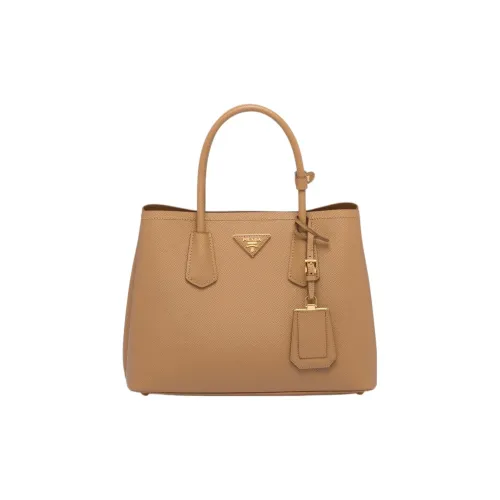PRADA Double Leather Shoulder Bag Crossbody Bag Handbag Small Size Women's Caramel
