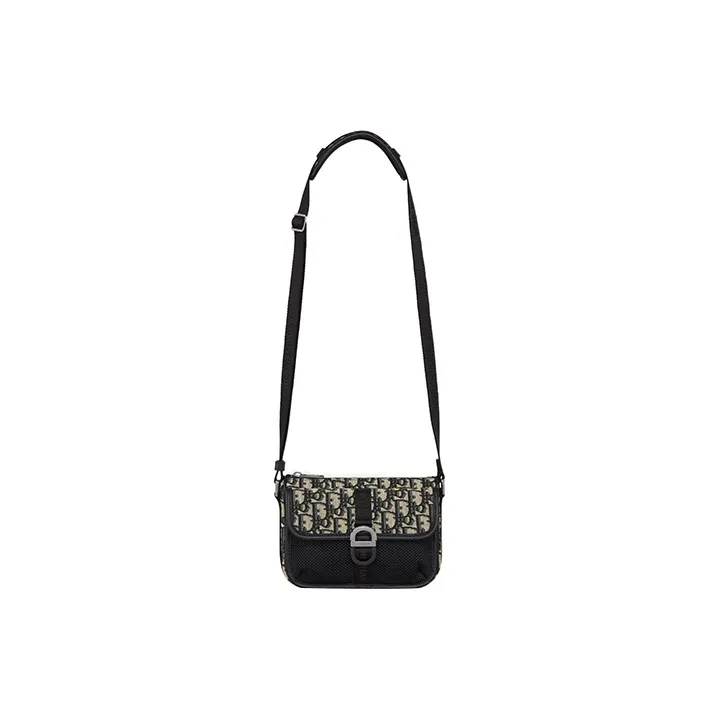 DIOR Aqua Oblique Print Shoulder Bag, Crossbody Bag Mini Unisex Beige & Black-1