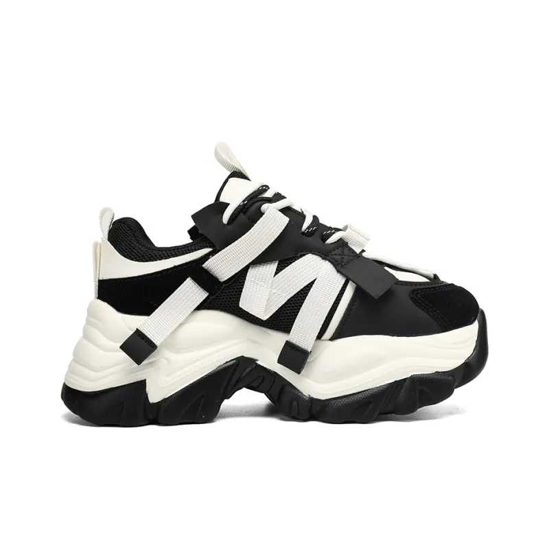 ORD Panda Collection Anti-Slip Wear-Resistant Breathable Lightweight Low-Top Chunky Sneakers Unisex Black White 6cm-3