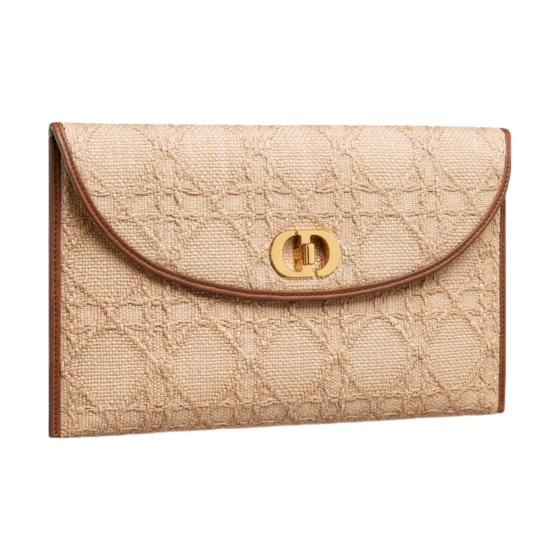 DIOR 30 Montaigne Natural Vine Raffia Clutch Women's Yellow-1