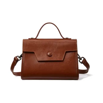RED DRAGONFLY Waxed Cow Leather One Shoulder Handbags Small Size Women's Mousse Black