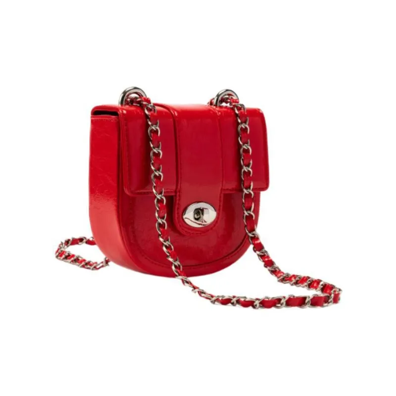 CARDINAL RED Cow Leather Saddle Bag Crossbody Bag Women's Red-1