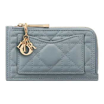 DIOR Lady Dior Lambskin Card Holder Regular Women's Cloud Blue