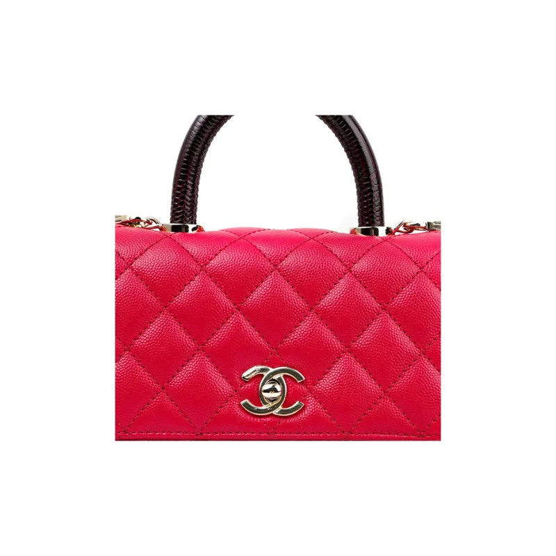 CHANEL Coco Handle Calfskin Shoulder Bag, Crossbody Bag, Handbag Mini Women's Red-4