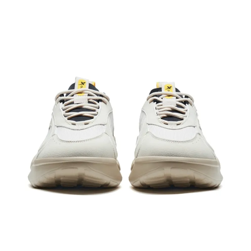 XTEP Star Meteor Wear-resistant And Lightweight Low-Top Casual Shoes Men's Leather Gray Clay Earth Tone-4