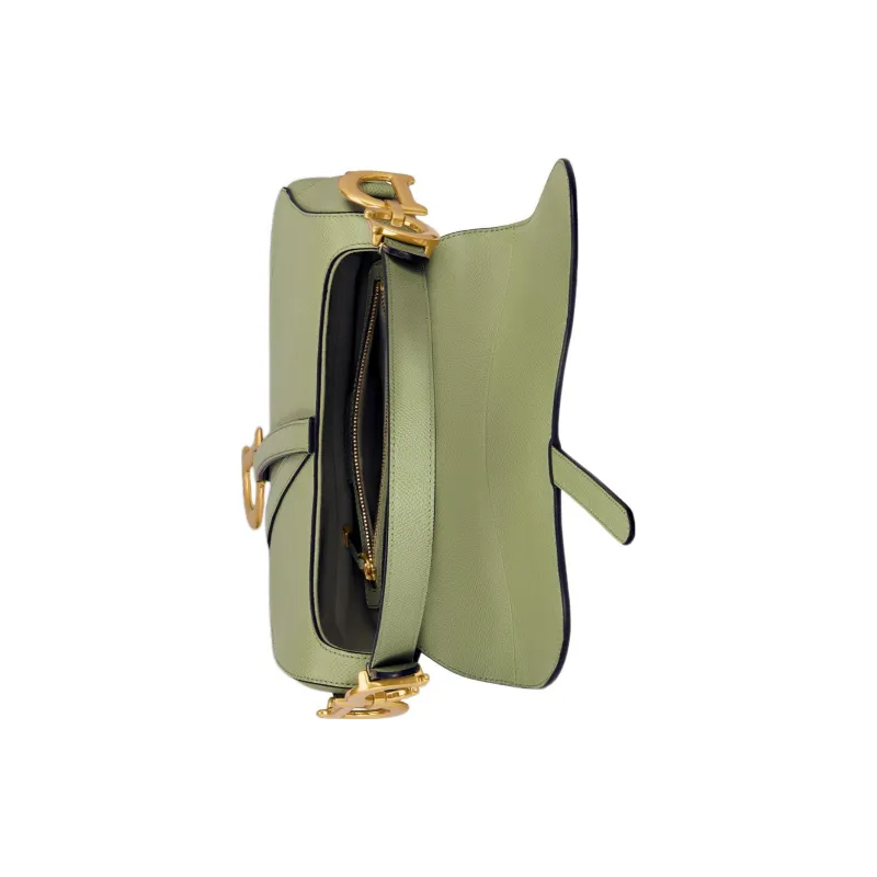 DIOR Saddle Grained Calfskin Saddle Bag Shoulder Bag Crossbody Bag Handbag Regular Women's Green-4