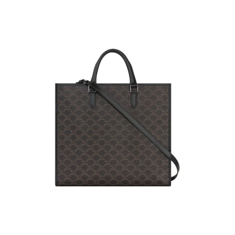 CELINE Cabas Cow Leather Tote Bag Shopping Bag Handbag Regular Men's Black-2