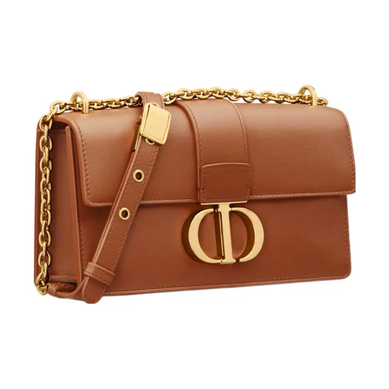 DIOR 30 Montaigne Cow Leather Shoulder Bag Crossbody Bag Women's Gold Brown-2