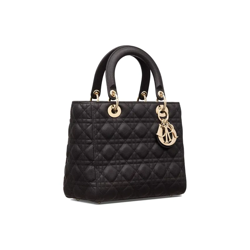 DIOR Lady Dior Grained Calfskin Dior Bag Shoulder Bag Crossbody Bag Handbag Medium Size Women's Black-2