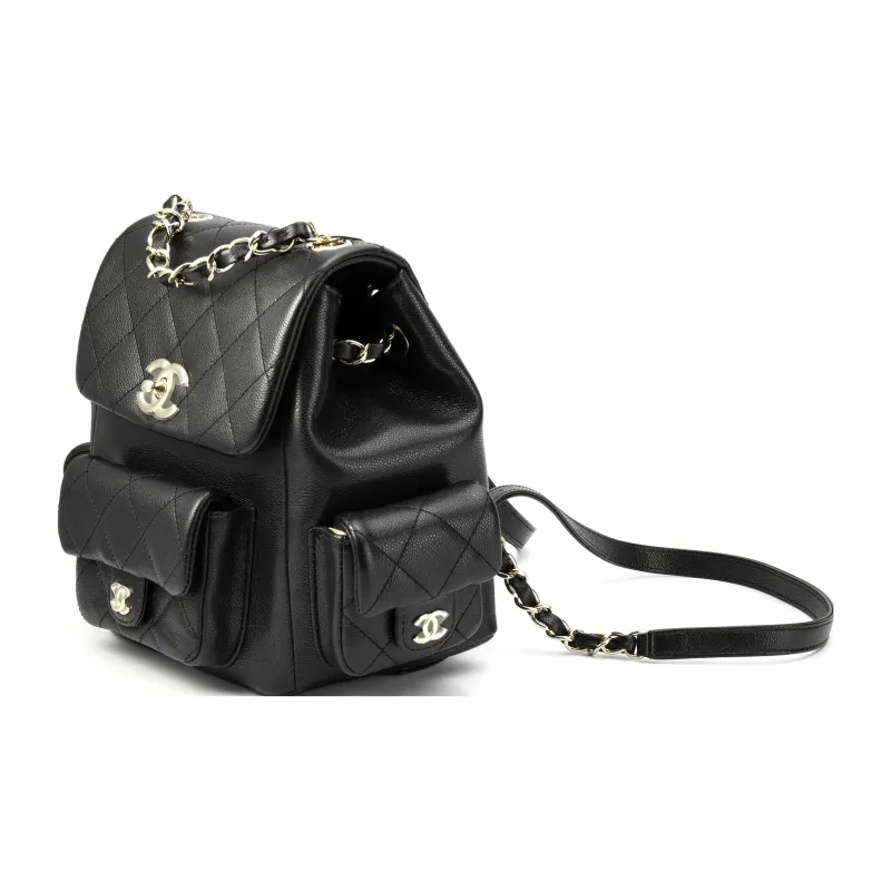 CHANEL Duma Grain Cow Leather Explosive Package Shape Backpack Tubas Unisex Black-1