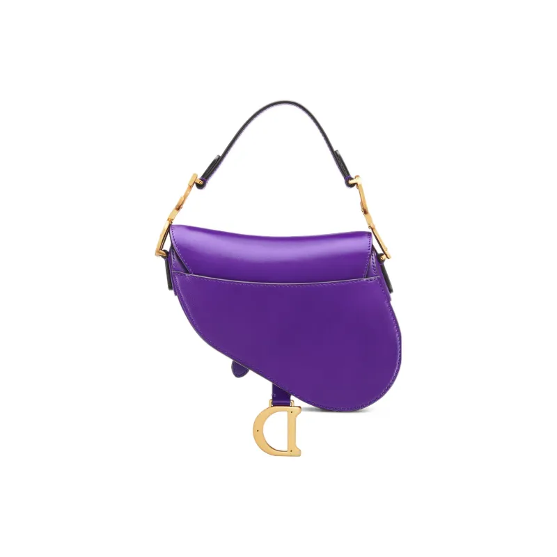 DIOR Smooth Calf Leather Saddle Bag Shoulder Bag Crossbody Bag Handbag Mini Women's Purple-3