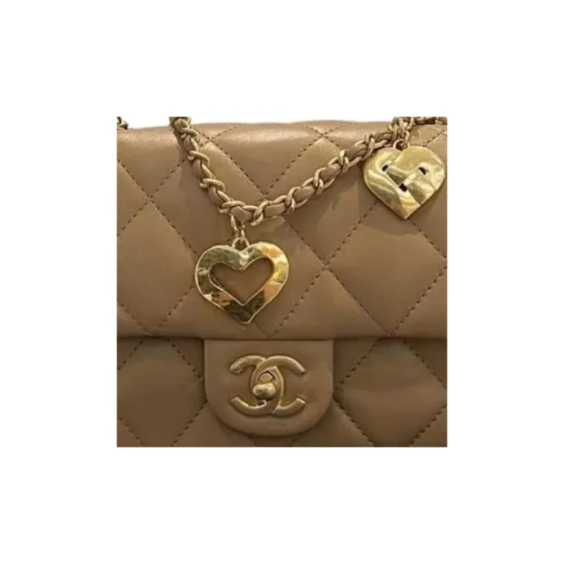 CHANEL Classic Flap CF Sheepskin Shoulder Bag, Crossbody Bag Mini Women's Brown-3