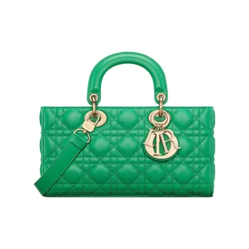 DIOR Lady D-JOY Lambskin Crossbody Handbags Medium Size Women's Moss Green