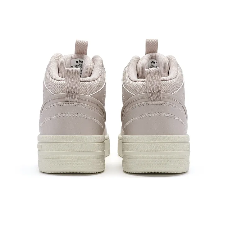 XTEP Thermal High Top Skateboard Shoes Women's Pink Tan Brown-4