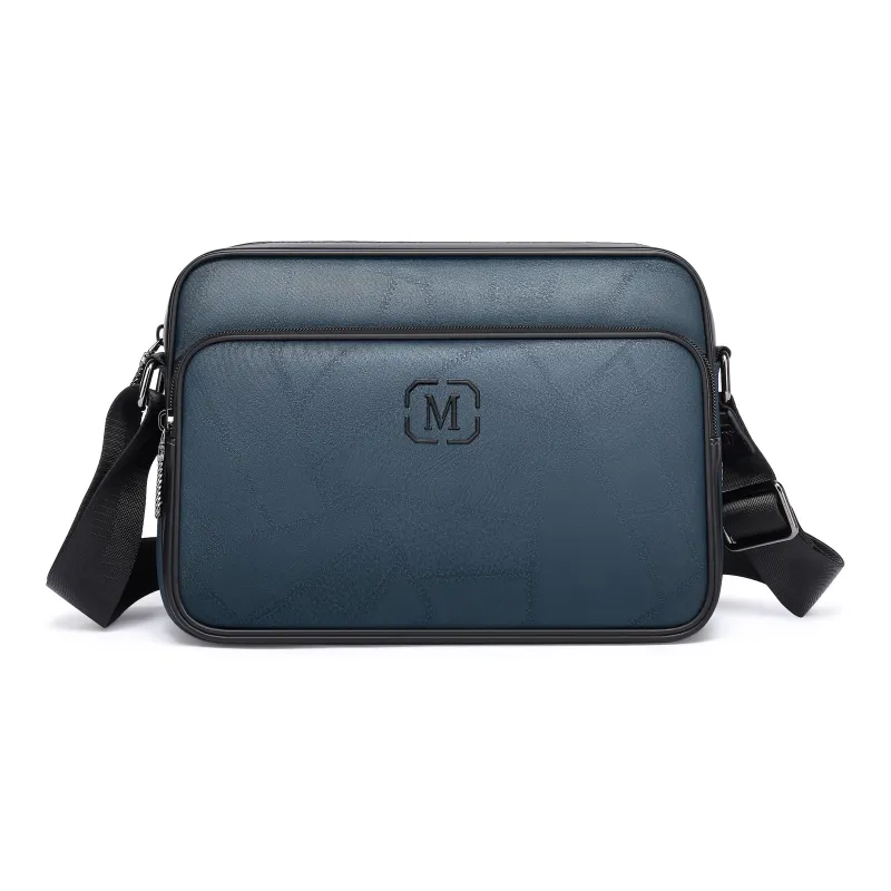 FAIRWHALE PU Crossbody Bag Messenger Bag Unisex Black Blue-9