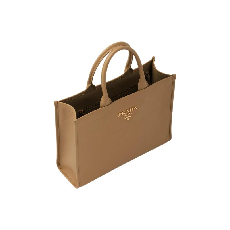 PRADA Symbole Leather Tote Bag Shopping Bag Handbag Medium Size Women's Caramel-1