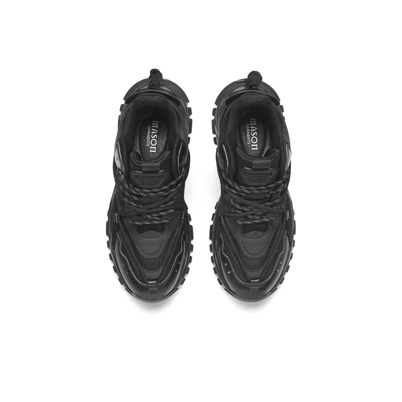 Masongarments Shark Tooth No. 2 Height Increasing Wear-Resistant Mid-Top Chunky Sneakers Unisex Obsidian Black-5