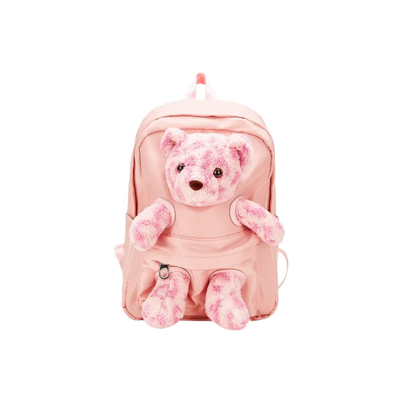 MARKANGARO Fabric Backpack Medium Size Women's White/Pink/Black/Brown-4