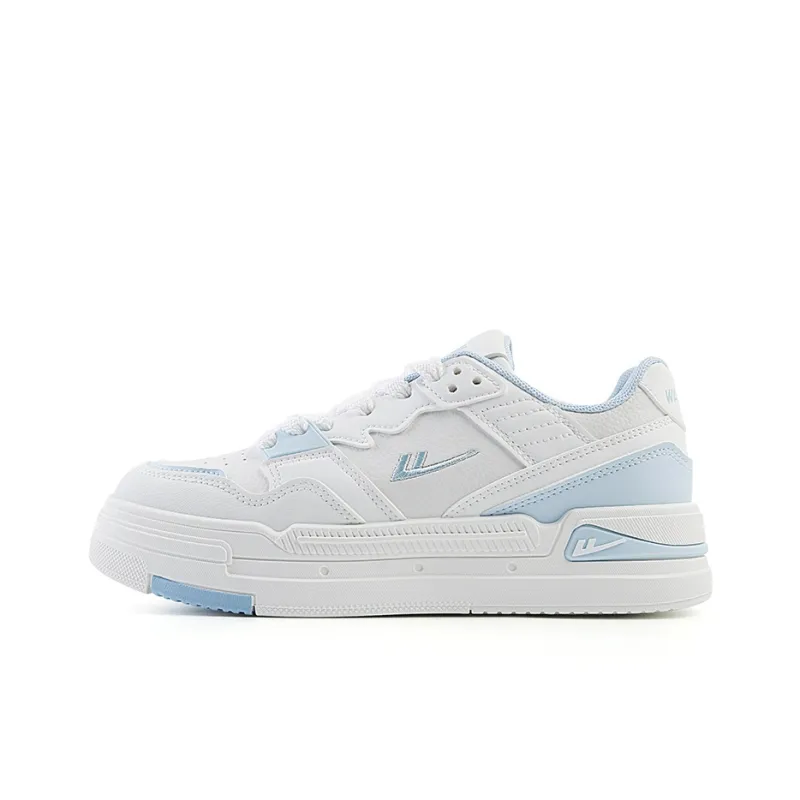 Warrior Abrasion Resistant Slip Resistant Low Top Skateboard Shoes Women's White Light Blue-0