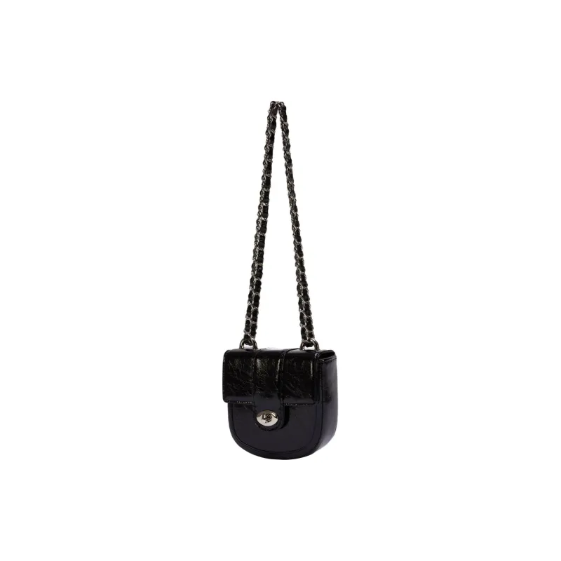 CARDINAL RED Cow Leather Saddle Bag Crossbody Bag Regular Women's Black-2