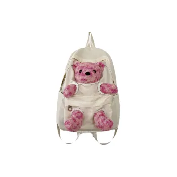 MARKANGARO Fabric Backpack Medium Size Women's White/Pink/Black/Brown