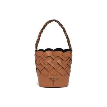 PRADA Leather Bucket Bags Handbags Women's Brown