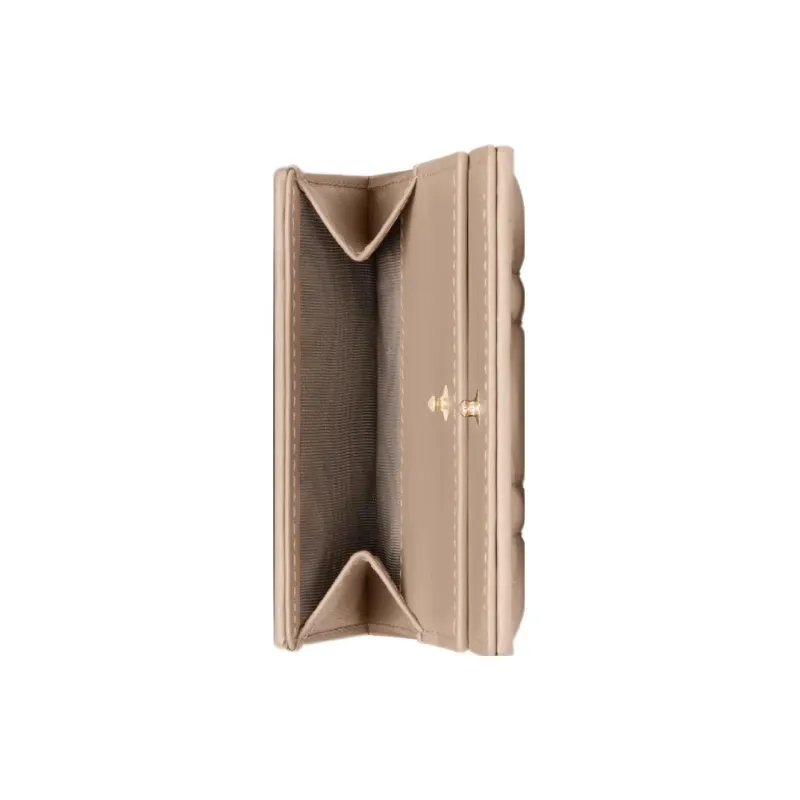 DIOR Lady Dior Soft Lambskin Clutches Card Holder Wallet Women's Hazelnut Brown-3