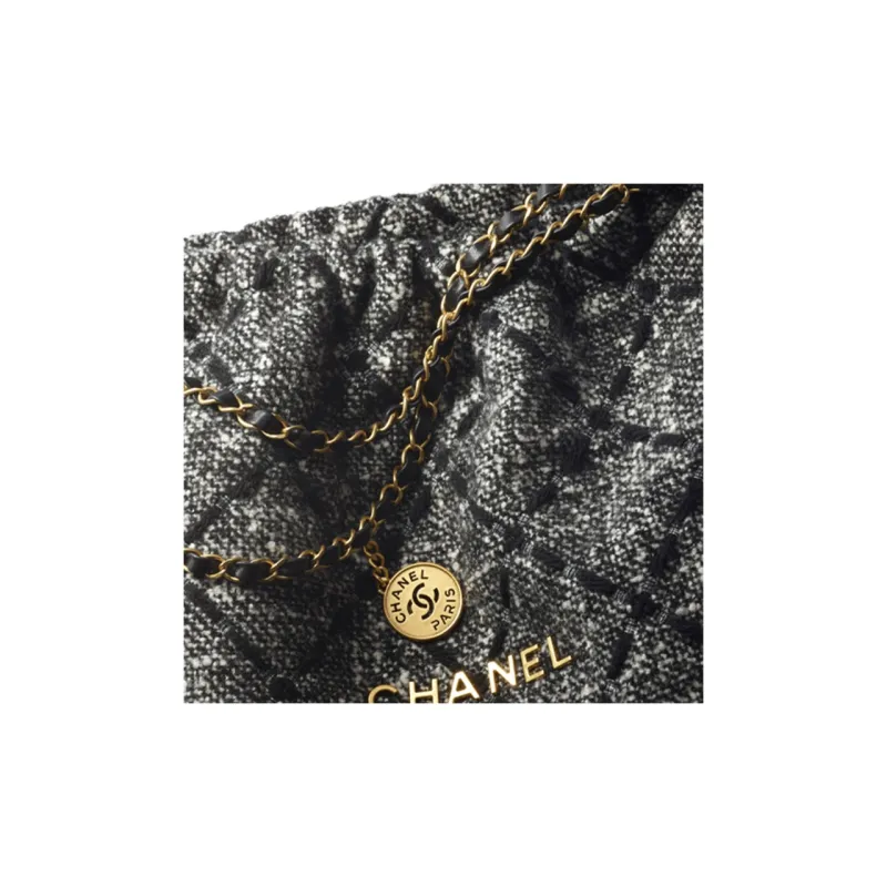 CHANEL 22K Fall And Winter 22Bag Twill Wool Tote Bag, Shopping Bag, Handbag, Shoulder Bag Regular Women's Gray-3