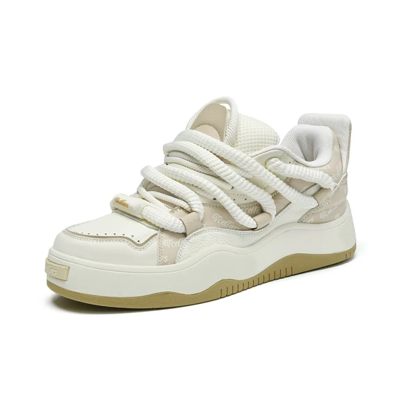 TCELLARS Mid Top Skateboard Shoes Unisex Khaki White Box Limited Edition-2