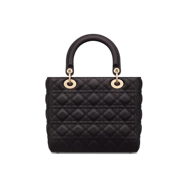 DIOR Lady Dior Grained Calfskin Dior Bag Shoulder Bag Crossbody Bag Handbag Medium Size Women's Black-3