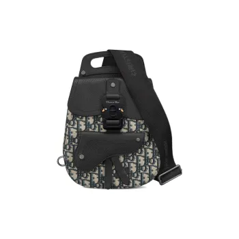 DIOR Gallop Oblique Jacquard With Grain Cow Leather Sling Bag, Crossbody Bag, Shoulder Bag Mini Men's Black