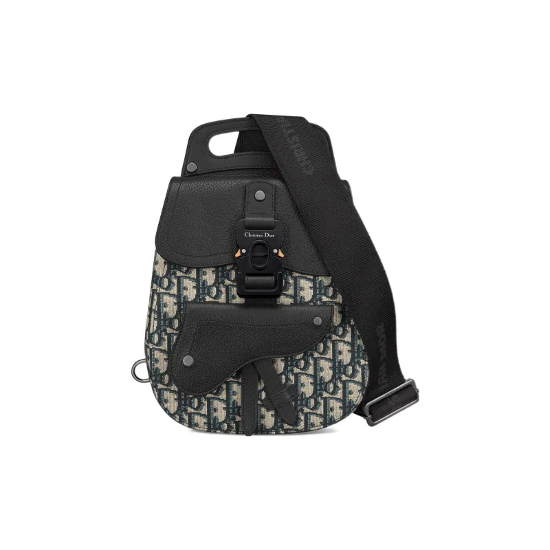 DIOR Gallop Oblique Jacquard With Grain Cow Leather Sling Bag, Crossbody Bag, Shoulder Bag Mini Men's Black-0