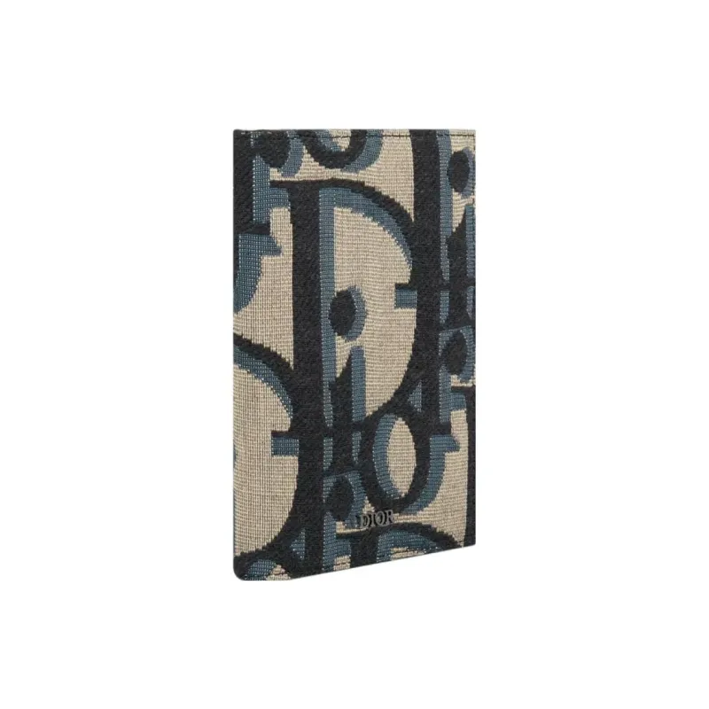 DIOR Oblique Print Fabric Passport Holder Men's Beige & Black-1