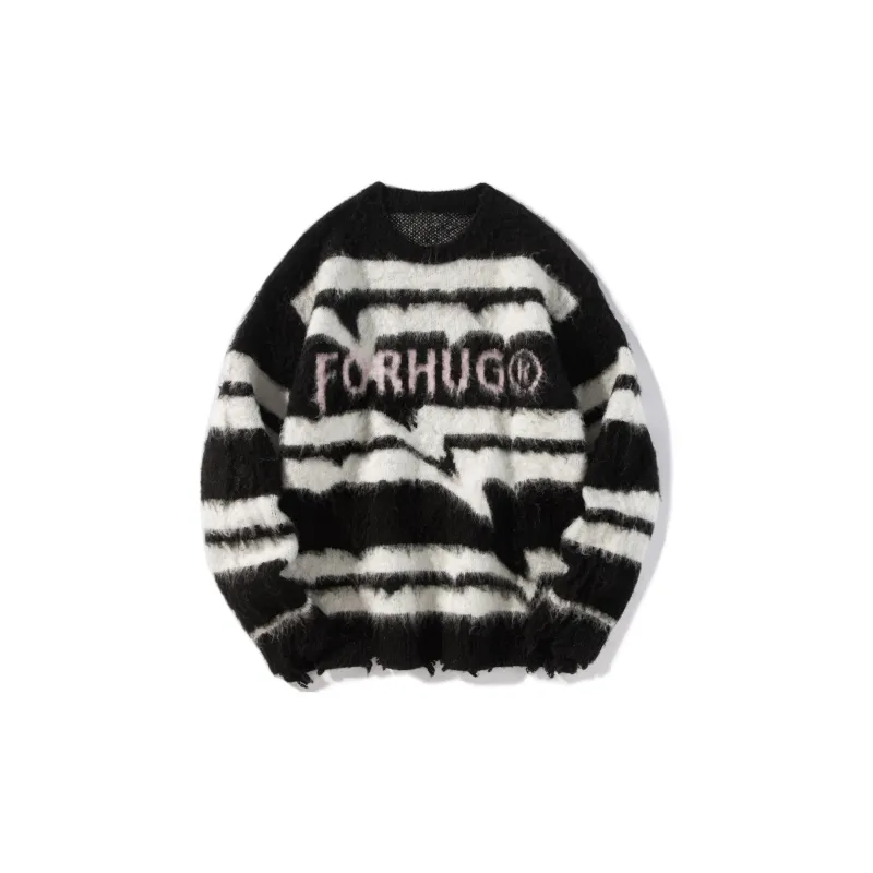 FORHUG Knitwear Unisex Black White Stripes-0