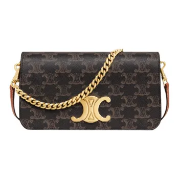 CELINE Cow Leather Mini Bag Shoulder Bag Crossbody Bag Regular Women's Tawny