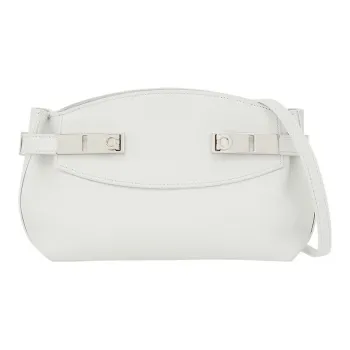 FERRAGAMO Calfskin Evening Party Bag Shoulder Bag Crossbody Bag Small Size Women's White